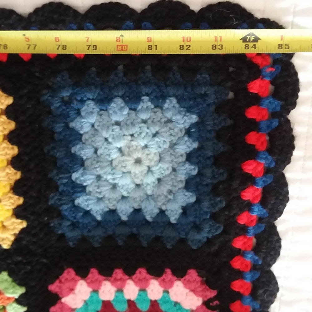 Vintage Handmade Granny Square Crochet Blanket Afghan 85x58‎ Throw Roseanne - Picture 6 of 7
